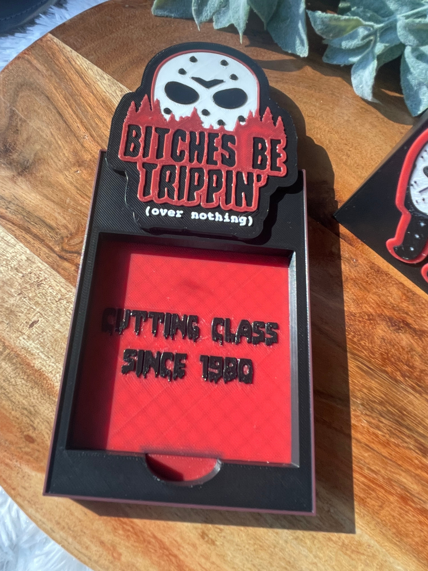 Bitches Be Trippin' Sticky Note Holder – Horror Desk Decor for 3x3 Sticky Notes
