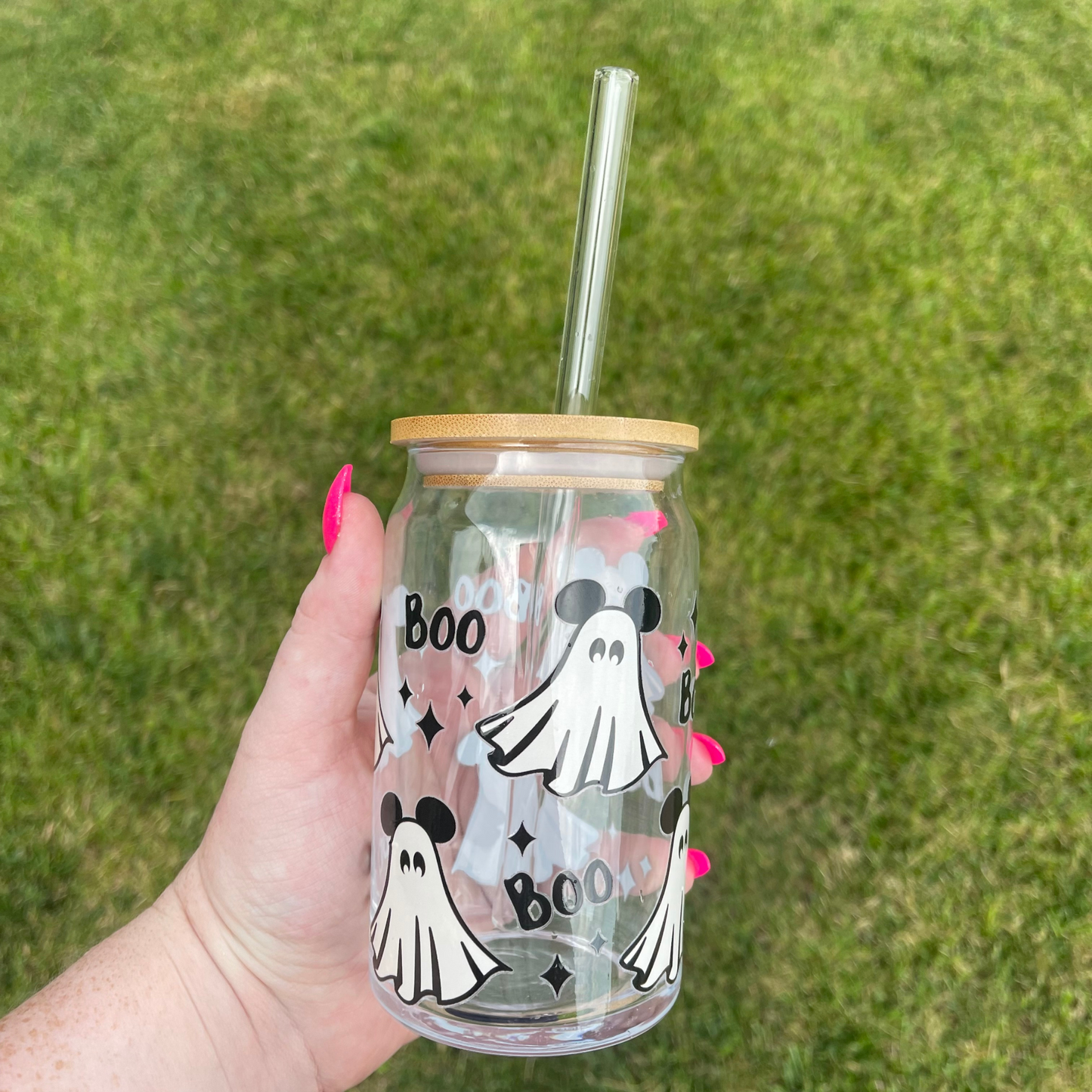 Mouse Ear Ghosts 16oz Glass Can