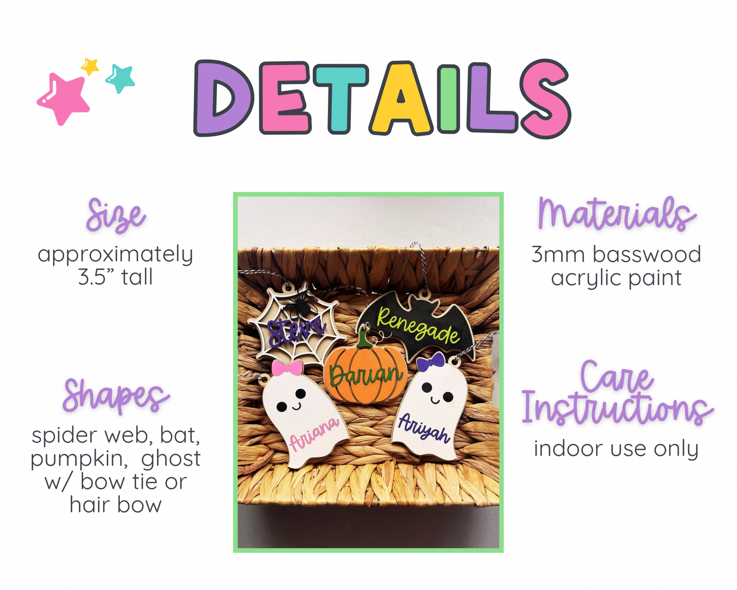 Large Boo Basket Tags