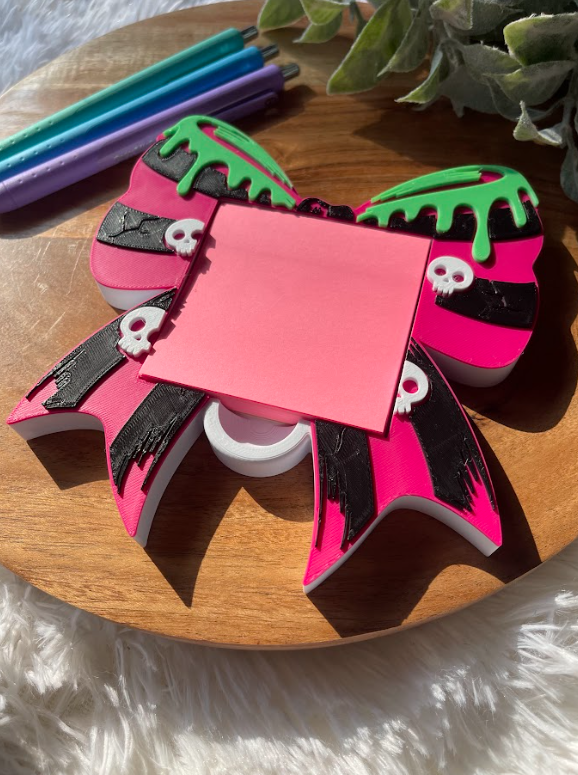Spooky Coquette Bow Sticky Note Holder – Cute Halloween Desk Decor for 3x3 Sticky Notes