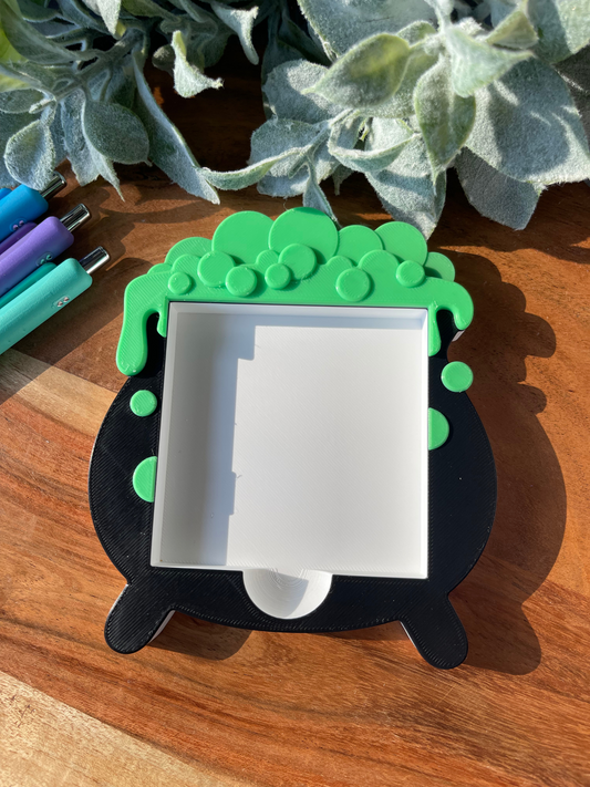Cauldron Sticky Note Holder – Witchy Halloween Desk Decor for 3x3 Sticky Notes