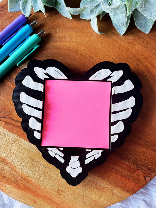 Ribcage Heart Sticky Note Holder – Spooky Desk Decor for 3x3 Notes