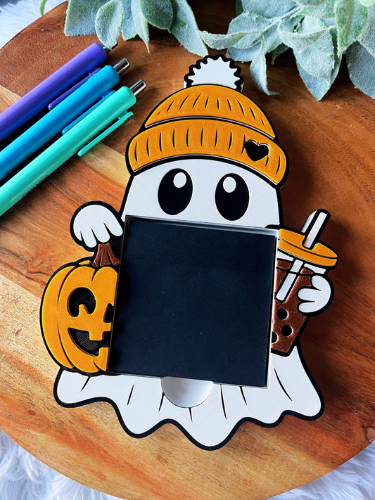 Ghost with Pumpkin & Boba Sticky Note Holder