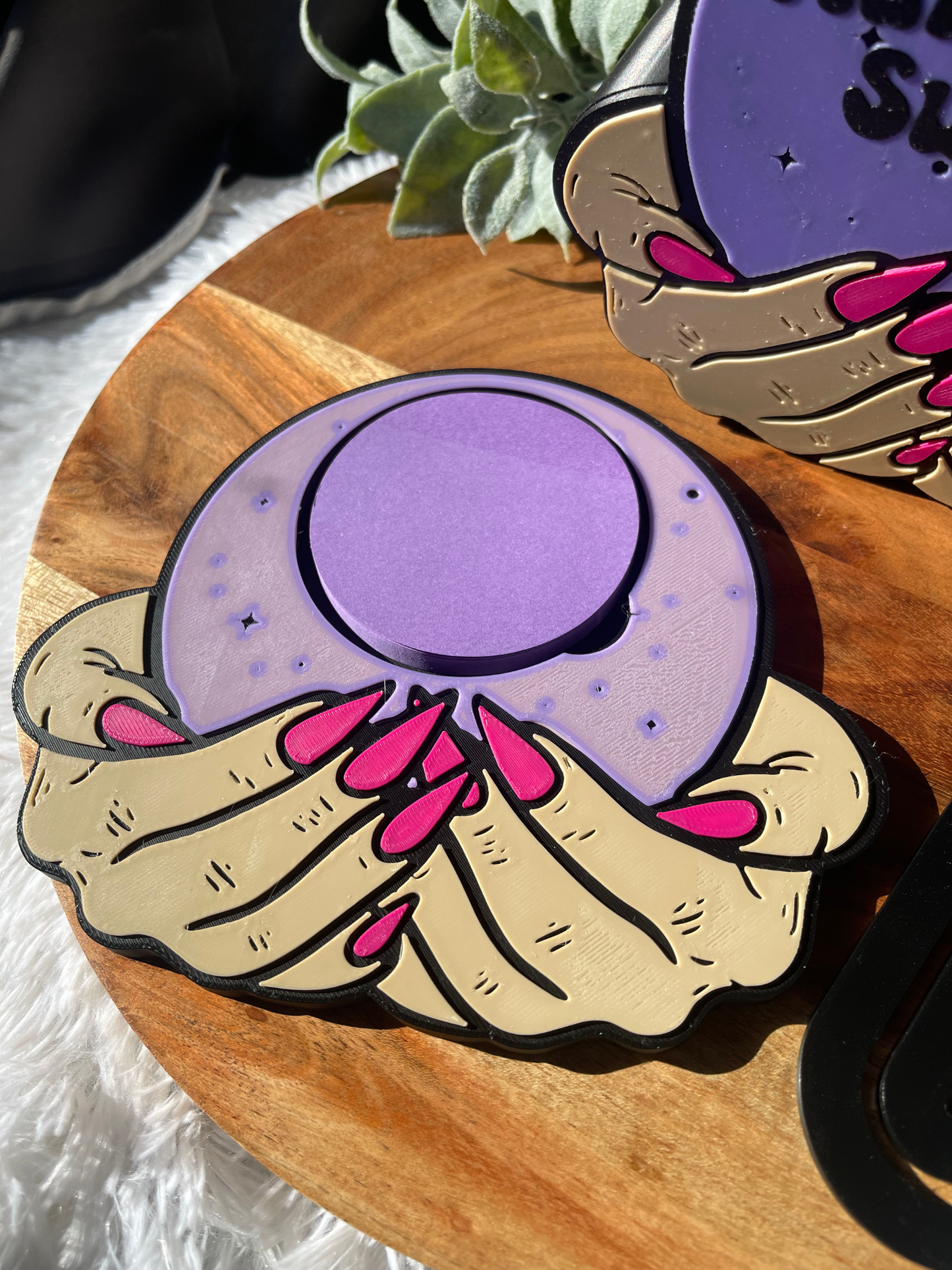 Manifesting Success Crystal Ball Sticky Note Holder – Motivational Desk Decor for 3" Circle Notes