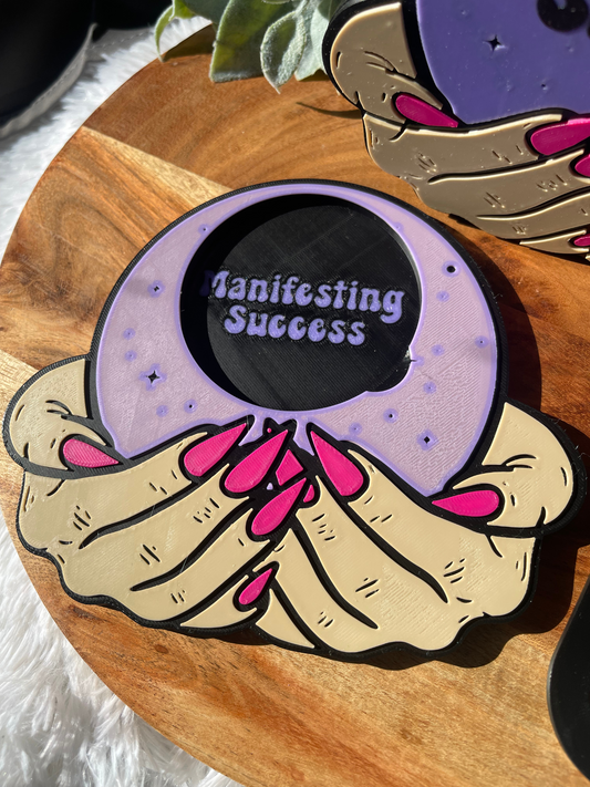 Manifesting Success Crystal Ball Sticky Note Holder – Motivational Desk Decor for 3" Circle Notes