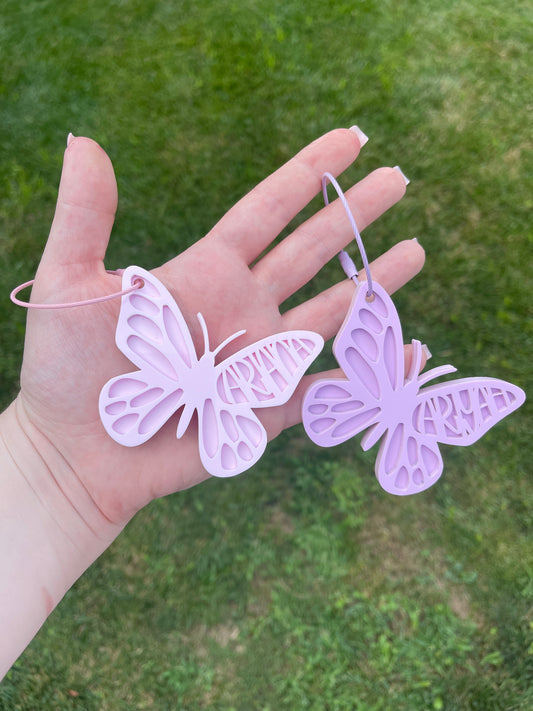 Butterfly Backpack Name Tag – Personalized Acrylic Bag Tag for Kids
