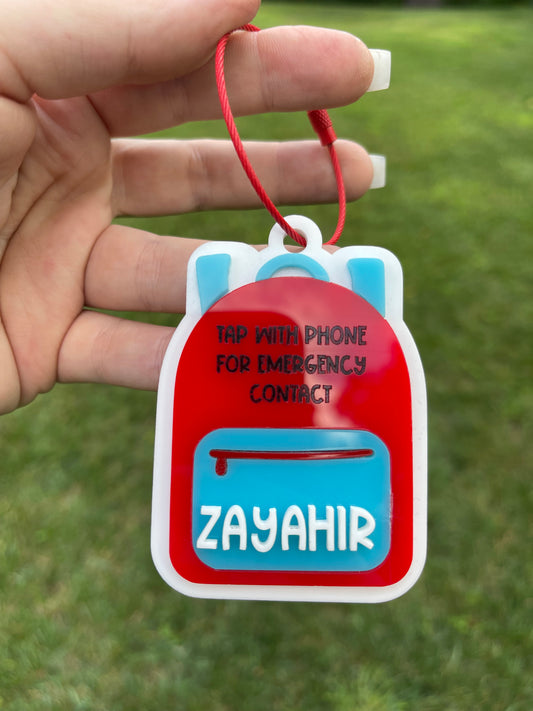Emergency Contact Backpack Tag – NFC Enabled (Tap-to-View)