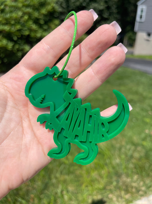 Dinosaur Backpack Name Tag – Personalized Acrylic Bag Tag for Kids