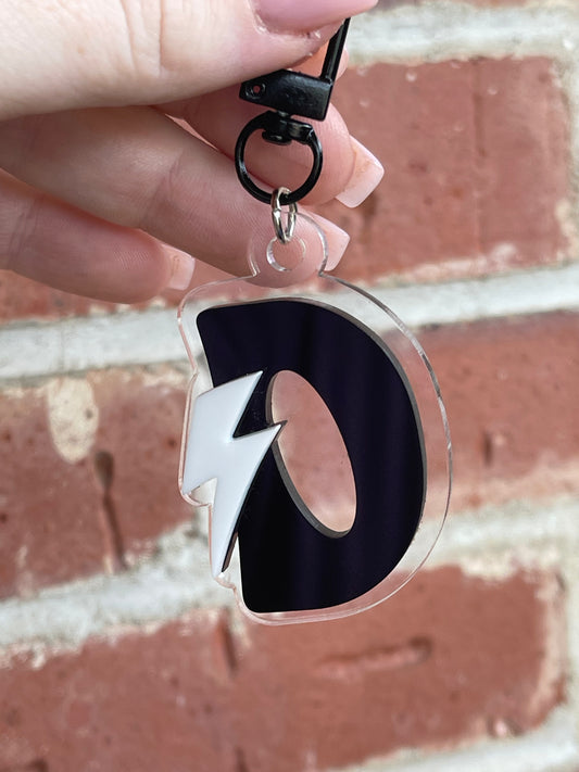 Initial Backpack Tag – Lightning Bolt Accent (Acrylic Bag Tag)
