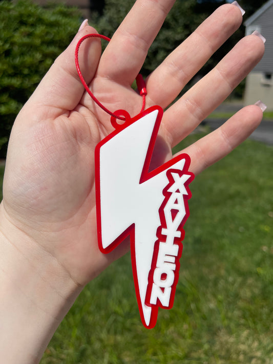 Lightning Bolt Backpack Name Tag – Personalized Acrylic Bag Tag for Kids