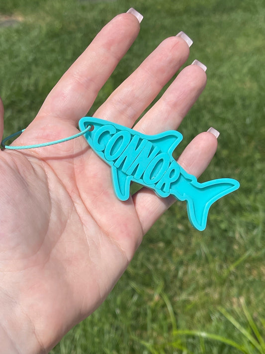 Shark Backpack Name Tag – Personalized Acrylic Bag Tag for Kids