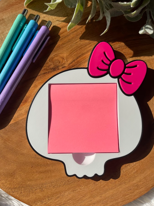 Skull Bow Sticky Note Holder – Cute Gothic Desk Decor for 3x3 Sticky Notes