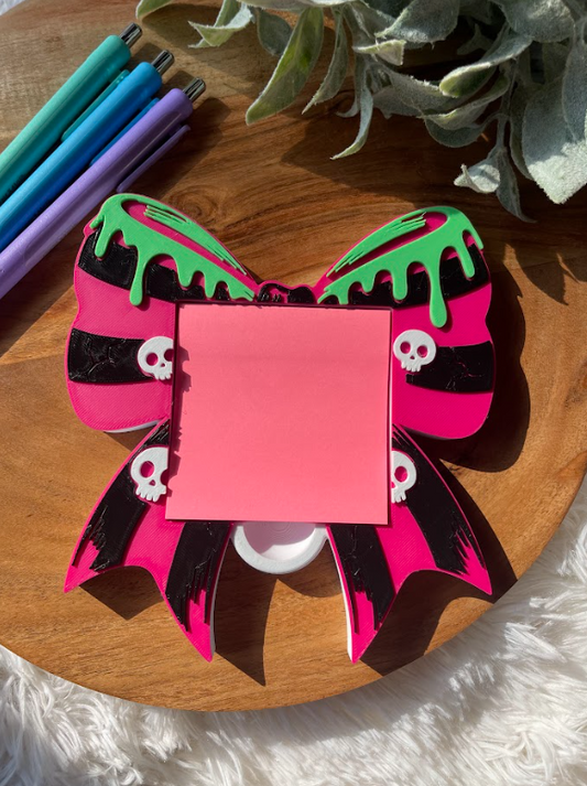 Spooky Coquette Bow Sticky Note Holder – Cute Halloween Desk Decor for 3x3 Sticky Notes